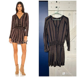 Rails Jasmine Dress in Midas Stripe Long Sleeve Mini Size Medium